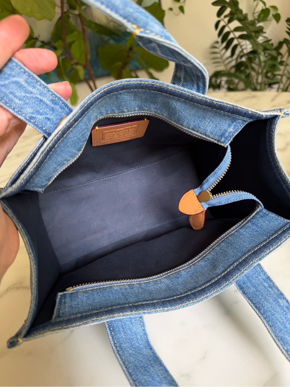 COACH Cargo Tote Bag 26 Denim Indigo Blue CR659 Crossbody - Picture 12 of 16
